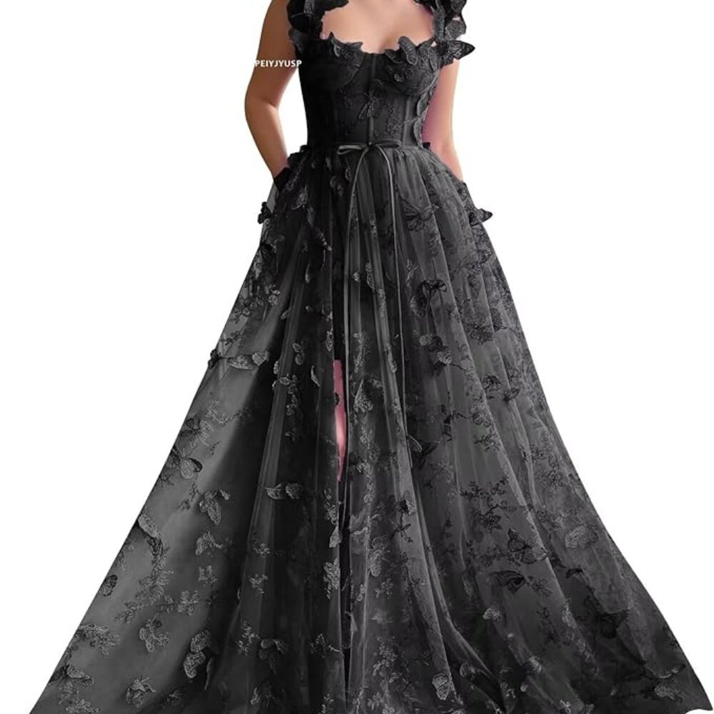 Size 14 3D Butterfly Tulle Prom Dresses for Women 2025 Lace